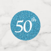 50と素晴らしいホワイトブルーグリッターテーブル コンフェッティ (スモール正面)