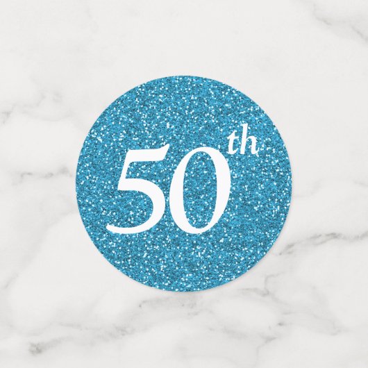 50と素晴らしいホワイトブルーグリッターテーブル コンフェッティ (スモール正面)