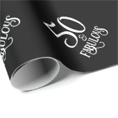 50と素晴らしいホワイト文字オンブラック ラッピングペーパー (ロールコーナー)