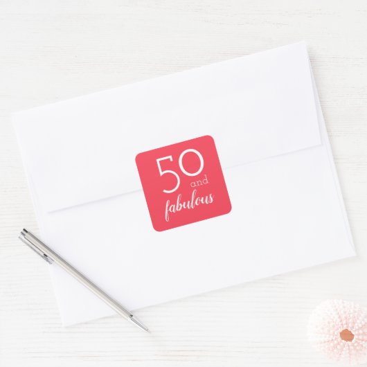 50と素晴らしいマイルストーン誕生日オレンジ色のシール スクエアシール (封筒)