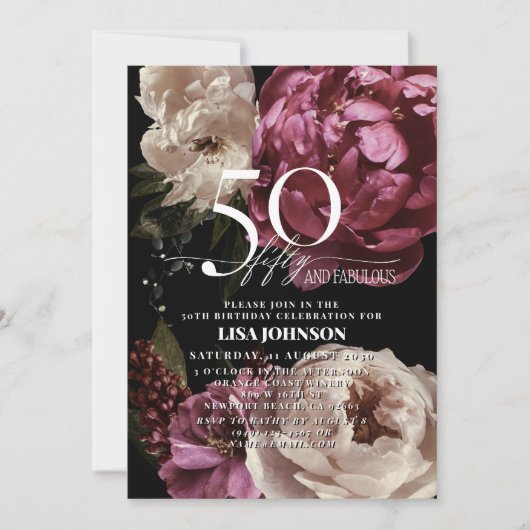 50と素晴らしいムーディースブルゴーニュ赤面植物学 招待状 (正面)