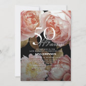 50と素晴らしいムーディーズ赤面ピンクフローラ植物学 招待状 (正面)