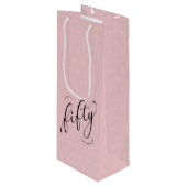 50と素晴らしいモダンほこりっぽいピンク50誕生日 ワインギフトバッグ (正面アングル)