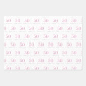 50と素晴らしいモダンタイポグラフィピンク誕生日 ラッピングペーパーシート (正面2)