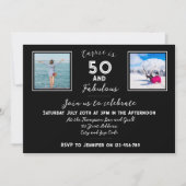 50と素晴らしいモダンタイポグラフィ白黒 招待状 (正面)