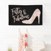 50と素晴らしいモダンバラ金ゴールドガール誕生日 横断幕 (インサイチュ)