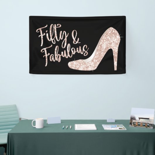 50と素晴らしいモダンバラ金ゴールドガール誕生日 横断幕 (トレードショー)