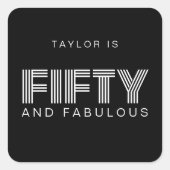 50と素晴らしいモダンブラックフィティート誕生日 スクエアシール (正面)