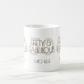 50と素晴らしいモダンベージュ50歳の誕生日パーティー コーヒーマグカップ (中央)