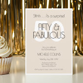 50と素晴らしいモダンベージュ50歳の誕生日パーティー 招待状