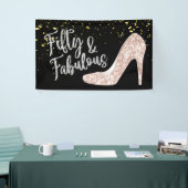 50と素晴らしいモダン金ゴールド紙吹雪50誕生日 横断幕 (トレードショー)