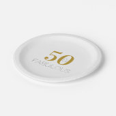 50と素晴らしいモダン金ゴールド50th誕生日パーティー ペーパープレート (アングル)