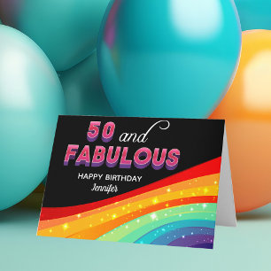 50と素晴らしいレインボーカスタム誕生日シック50 カード