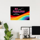 50と素晴らしいレインボー50th誕生日パーティー ポスター (ホームオフィス)