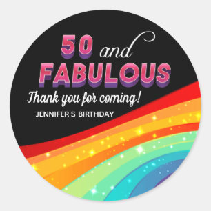 50と素晴らしいレインボー50th誕生日パーティー ラウンドシール