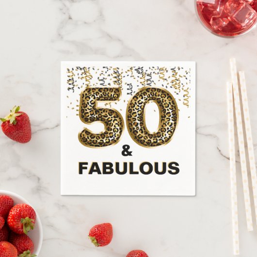 50と素晴らしいレオパード印刷フォイルバルーン スタンダードカクテルナプキン (インサイチュ)