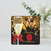 50と素晴らしいレッド金ゴールドブラックバースデーパーティー2 招待状 (スタンド正面)