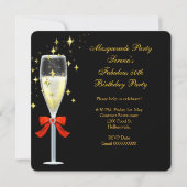 50と素晴らしいレッド金ゴールドブラックマスカレードパーティー 招待状 (裏面)