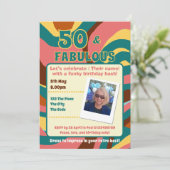 50と素晴らしいレトロスタイル誕生日パーティー 招待状 (スタンド正面)