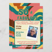 50と素晴らしいレトロスタイル誕生日パーティー 招待状 (正面/裏面)