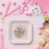 50と素晴らしいレトロピンクフローラ ペーパープレート (パーティー)