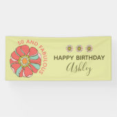 50と素晴らしいレトロフローラ誕生日 横断幕 (横)