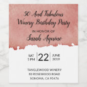 50と素晴らしいワイナリー誕生日パーティーの招待 ワインラベル (シングルラベル)