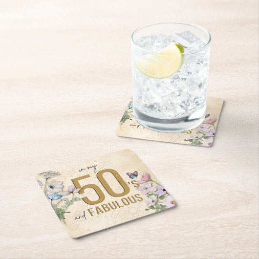 50と素晴らしいワイルドフラワー スクエアペーパーコースター (インサイチュ)