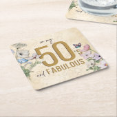 50と素晴らしいワイルドフラワー スクエアペーパーコースター (アングル)