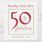 50と素晴らしいワ最高のインレッドと金ゴールド ワインラベル (シングルラベル)