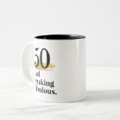 50と素晴らしい任意の年齢の誕生日 ツートーンマグカップ (正面左)