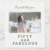 50と素晴らしい写真のモダン誕生日 ワインラベル (シングルラベル)