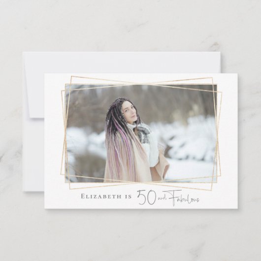 50と素晴らしい写真モダンの誕生日パーティー 招待状 (正面)