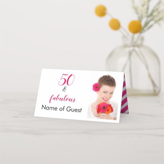 50と素晴らしい写真誕生日文房具セット。 プレイスカード (正面)