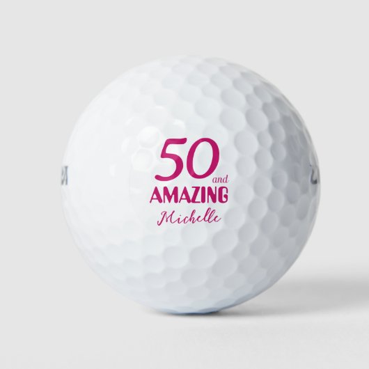 50と素晴らしい友人の贈り物 – ピンク50誕生日 ゴルフボール (正面)