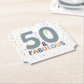 50と素晴らしい可愛い紙吹雪ブルートレンディータイポグラフィ ペーパーコースター (アングル)