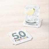 50と素晴らしい可愛い紙吹雪ブルートレンディータイポグラフィ ペーパーコースター (インサイチュ)