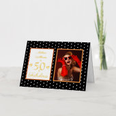 50と素晴らしい名前フォト白黒誕生日 箔グリーティングカード (正面)