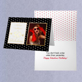 50と素晴らしい名前フォト白黒誕生日 箔グリーティングカード