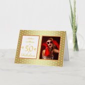50と素晴らしい名前フォト金ゴールドホワイト誕生日 箔グリーティングカード (正面)