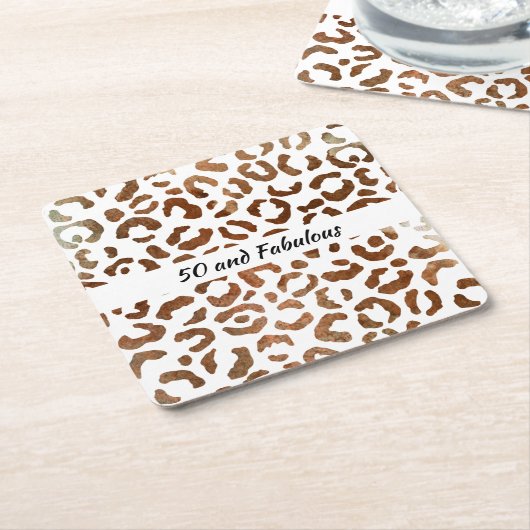 50と素晴らしい大きな猫プリント抽象芸術 スクエアペーパーコースター (アングル)