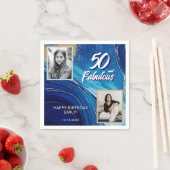 50と素晴らしい大理石グリッター2フォト誕生日 スタンダードカクテルナプキン (インサイチュ)