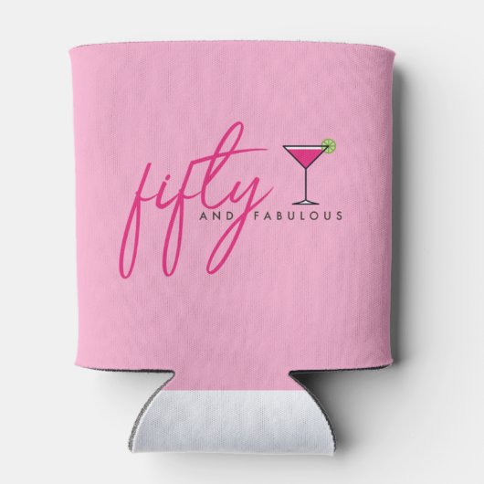 50と素晴らしい女性のピンク誕生日 缶クーラー (裏面)