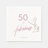 50と素晴らしい女性の誕生日ナプキンピンク金ゴールド スタンダードカクテルナプキン (正面)