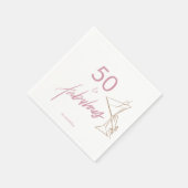 50と素晴らしい女性の誕生日ナプキンピンク金ゴールド スタンダードカクテルナプキン (角)