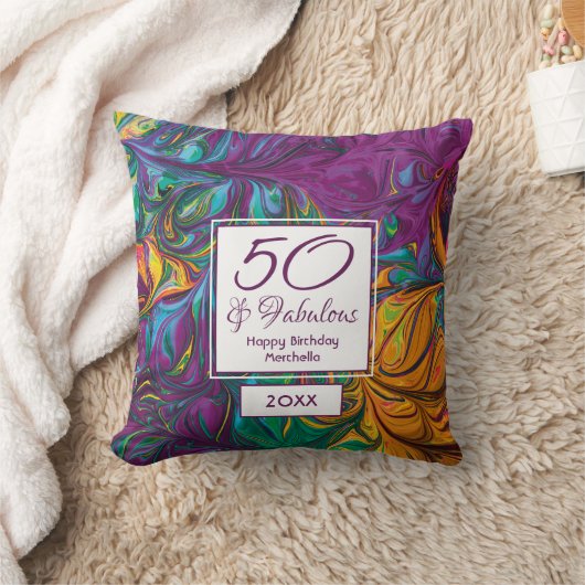 50と素晴らしい抽象芸術パープルカスタムキープサケ クッション (ブランケット)