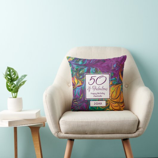 50と素晴らしい抽象芸術パープルカスタムキープサケ クッション (椅子)