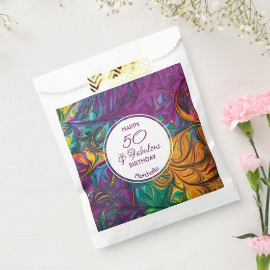 50と素晴らしい抽象芸術パープルカスタムパーティー紙 フェイバーバッグ (封をした状態)