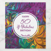 50と素晴らしい抽象芸術パープルカスタムパーティー紙 ワインラベル (シングルラベル)