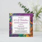 50と素晴らしい抽象芸術パープルカスタム誕生日 招待状 (スタンド正面)